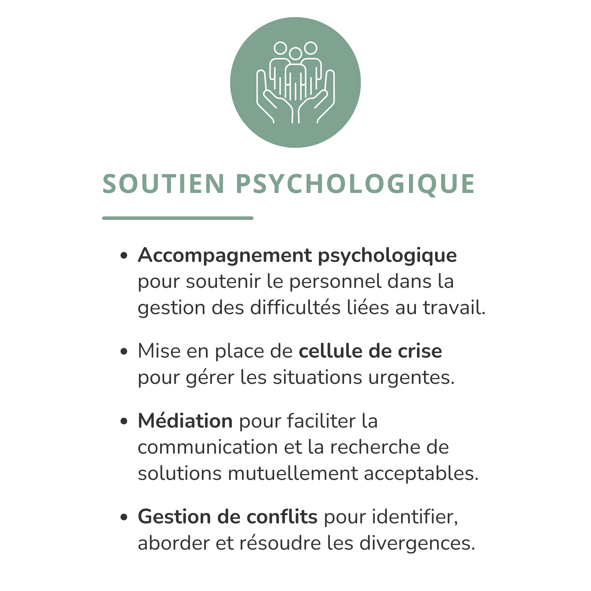 Conseil en organisation : nous proposons des actions de soutien psychologique - Santé au travail - Cabinet Entresens Conseil - Psychologue à Toulouse